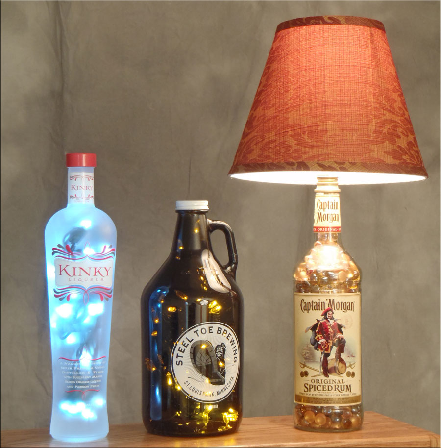 How to Make a Bottle Lamp  Bottle lamp, Liquor bottle lamp, Diy bottle